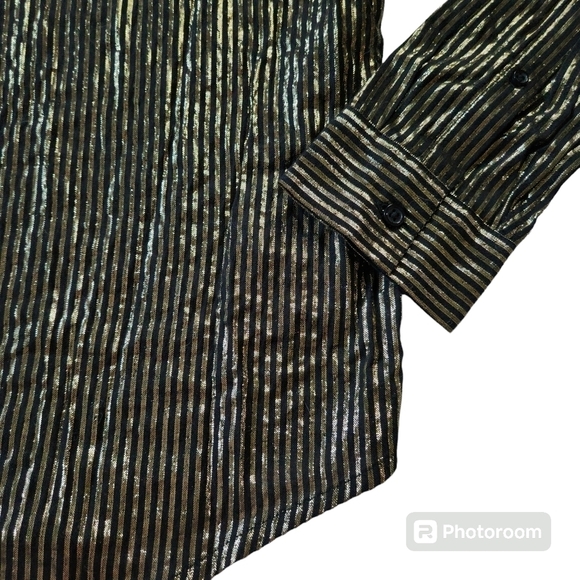 ASOS Design Gold and Black Tie Bow Neck Blouse sz L - Picture 6 of 7